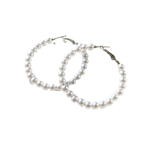 Faux Pearl Hoop Earrings