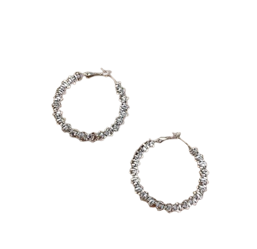 Silver Glitter Hoop Earrings